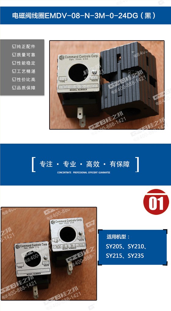 三一215挖機電磁閥線圈